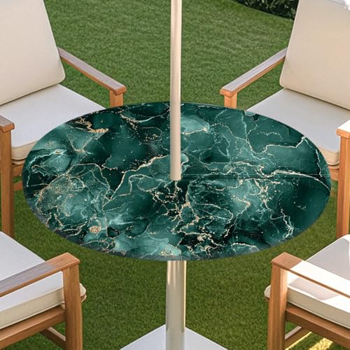 JSJHJZJ Runde Tischdecke for den Außenbereich, Tischdecke mit Loch for Regenschirm, Tischdecke mit elastischen Kanten mit Reißverschluss for Terrasse, Garten, Camping, Picknick(C,M) von JSJHJZJ