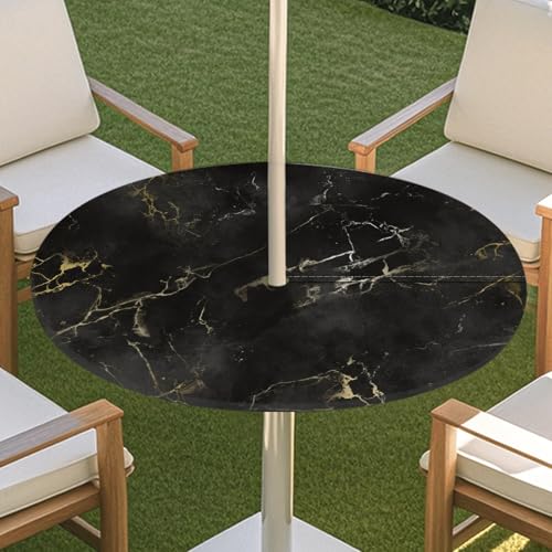 JSJHJZJ Runde Tischdecke for den Außenbereich, Tischdecke mit Loch for Regenschirm, Tischdecke mit elastischen Kanten mit Reißverschluss for Terrasse, Garten, Camping, Picknick(E,M) von JSJHJZJ