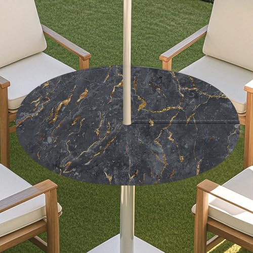 JSJHJZJ Runde Tischdecke for den Außenbereich, Tischdecke mit Loch for Regenschirm, Tischdecke mit elastischen Kanten mit Reißverschluss for Terrasse, Garten, Camping, Picknick(F,M) von JSJHJZJ