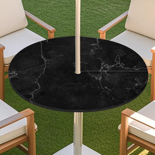 JSJHJZJ Runde Tischdecke for den Außenbereich, Tischdecke mit Loch for Regenschirm, Tischdecke mit elastischen Kanten mit Reißverschluss for Terrasse, Garten, Camping, Picknick(G,L) von JSJHJZJ