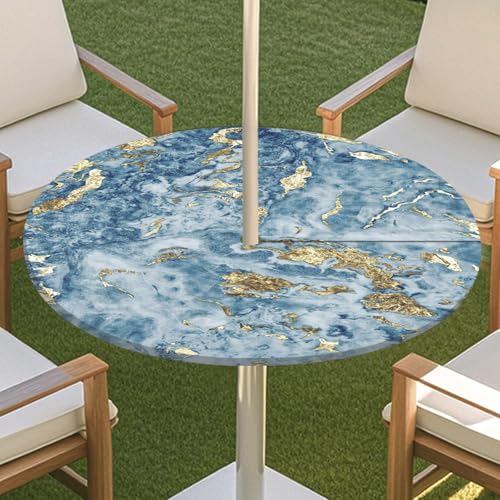 JSJHJZJ Runde Tischdecke for den Außenbereich, Tischdecke mit Loch for Regenschirm, Tischdecke mit elastischen Kanten mit Reißverschluss for Terrasse, Garten, Camping, Picknick(I,S) von JSJHJZJ