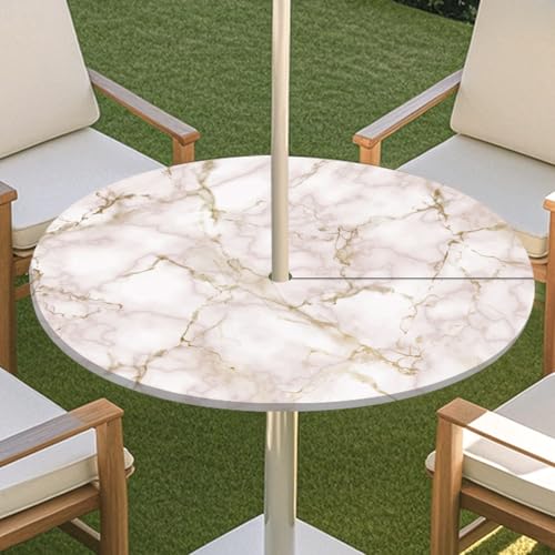 JSJHJZJ Runde Tischdecke for den Außenbereich, Tischdecke mit Loch for Regenschirm, wasserdichte Tischdecke for Strandterrasse, Gartenpicknick(A,S) von JSJHJZJ