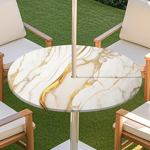 JSJHJZJ Runde Tischdecke for den Außenbereich, Tischdecke mit Loch for Regenschirm, wasserdichte Tischdecke for Strandterrasse, Gartenpicknick(B,M) von JSJHJZJ