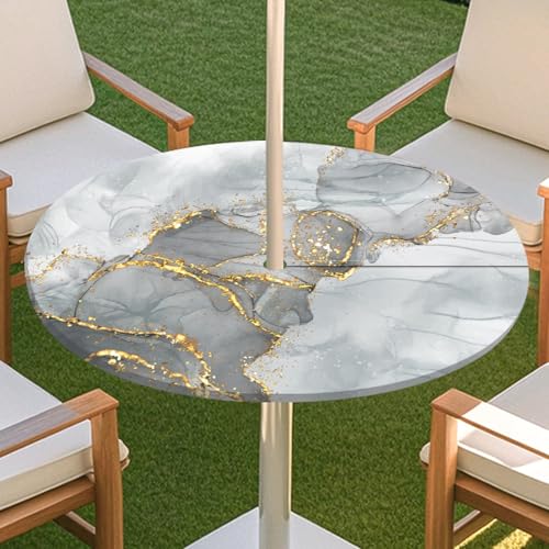 JSJHJZJ Runde Tischdecke for den Außenbereich, Tischdecke mit Loch for Regenschirm, wasserdichte Tischdecke for Strandterrasse, Gartenpicknick(D,S) von JSJHJZJ