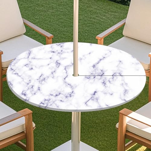 JSJHJZJ Runde Tischdecke for den Außenbereich, Tischdecke mit Loch for Regenschirm, wasserdichte Tischdecke for Strandterrasse, Gartenpicknick(I,M) von JSJHJZJ