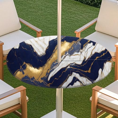 JSJHJZJ Runde Tischdecke for den Außenbereich, Tischdecke mit Loch for Regenschirm, wasserdichte Tischdecke for Strandterrasse, Gartenpicknick(J,L) von JSJHJZJ