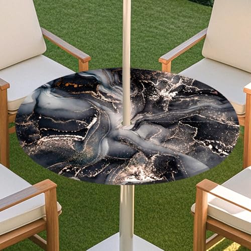 JSJHJZJ Runde Tischdecke for den Außenbereich, Tischdecke mit Reißverschluss, wasserdichte Tischdecke mit Regenschirmlöchern for Terrassengarten, Camping und Picknick(A,L) von JSJHJZJ