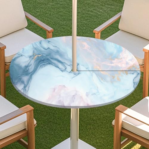 JSJHJZJ Runde Tischdecke for den Außenbereich, Tischdecke mit Reißverschluss, wasserdichte Tischdecke mit Regenschirmlöchern for Terrassengarten, Camping und Picknick(C,M) von JSJHJZJ