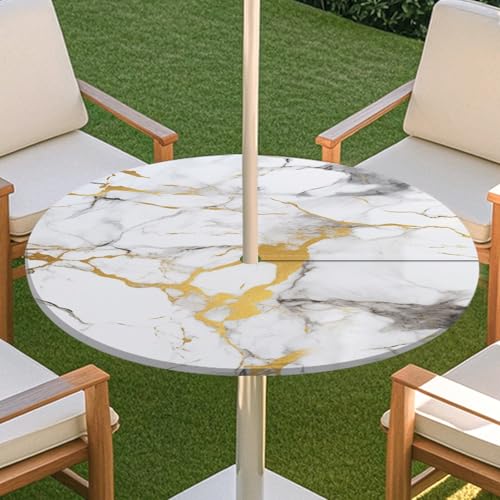JSJHJZJ Runde Tischdecke for den Außenbereich, Tischdecke mit Reißverschluss, wasserdichte Tischdecke mit Regenschirmlöchern for Terrassengarten, Camping und Picknick(J,L) von JSJHJZJ