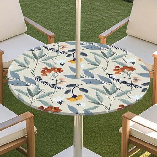 JSJHJZJ Runde Tischdecke for den Außenbereich, elastische Pflanzentischdecke mit unsichtbarem Reißverschluss, wasserdichte Schirmtischdecke for Strandterrasse, Gartenpicknick(C,L) von JSJHJZJ