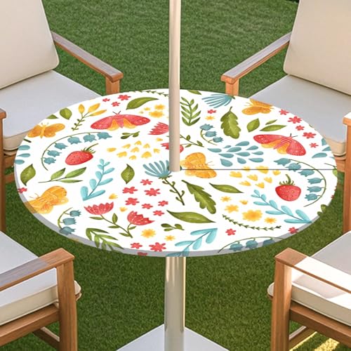 JSJHJZJ Runde Tischdecke for den Außenbereich, elastische Pflanzentischdecke mit unsichtbarem Reißverschluss, wasserdichte Schirmtischdecke for Strandterrasse, Gartenpicknick(F,M) von JSJHJZJ