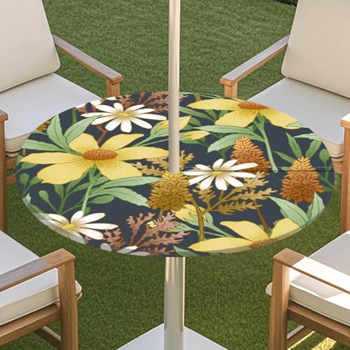 JSJHJZJ Runde Tischdecke for den Außenbereich, elastische Pflanzentischdecke mit unsichtbarem Reißverschluss, wasserdichte Schirmtischdecke for Strandterrasse, Gartenpicknick(G,S) von JSJHJZJ