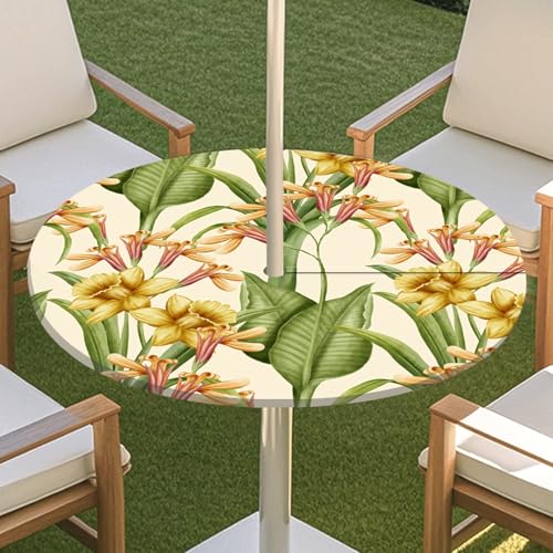 JSJHJZJ Runde Tischdecke for den Außenbereich, elastische Pflanzentischdecke mit unsichtbarem Reißverschluss, wasserdichte Schirmtischdecke for Strandterrasse, Gartenpicknick(H,L) von JSJHJZJ