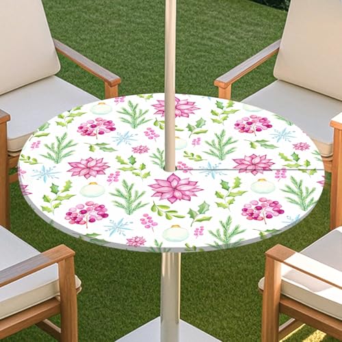 JSJHJZJ Runde Tischdecke for den Außenbereich, grüne Pflanzentischdecke mit Schirmloch, Tischdecke mit elastischen Kanten mit Reißverschluss for Terrasse, Garten, Camping, Picknick(A,M) von JSJHJZJ