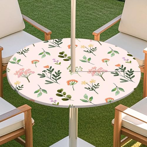JSJHJZJ Runde Tischdecke for den Außenbereich, grüne Pflanzentischdecke mit Schirmloch, wasserdichte Tischdecke for Strandterrasse, Gartenpicknick(H,S) von JSJHJZJ