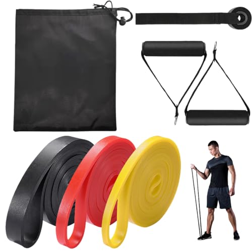 JSKWIKE 3 Pcs 2M Lang Fitnessbänder Widerstandsbänder in 3 Stärke Resistance Bands Gymnastikband für Muskelaufbau Yoga Pilates für Männer und Frauen von JSKWIKE