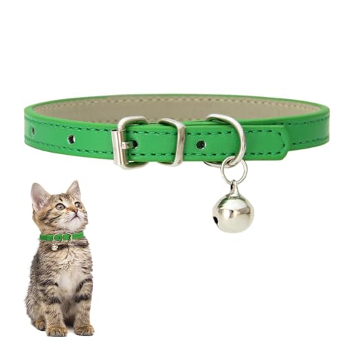 JSKWIKE Weiches Leder Katzenhalsband mit Glocke for Kätzchen 20-26 cm von JSKWIKE