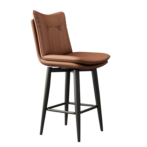 JSLJDM Barhocker 2er Set, aus PU-Leder,360°Drehstuhl Küchenstuhl mit Rückenlehne und Fußstütze,Modernen Küchenhocker Modern für Küche, Tresen, Bar, Esszimmer Brown 75cm (1 Set) von JSLJDM