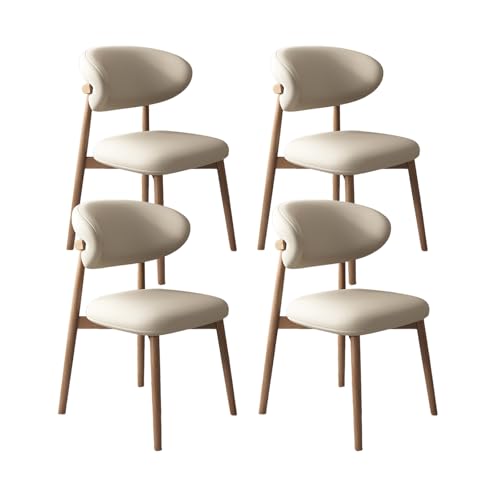 JSLJDM Esszimmerstuhl Moderner 4 Stück Set,Küchenstuhl mit Rückenlehne Polsterstühle mit Holzbeinen,Esszimmerstühle für Esszimmer Wohnzimmer Schlafzimmer Küche Rezeption(Weiß,2er Set) von JSLJDM
