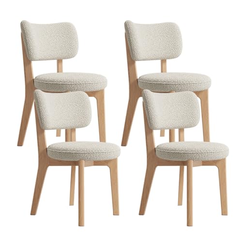 JSLJDM Esszimmerstuhl Moderner 4 Stück Set,Küchenstuhl mit Rückenlehne Polsterstühle mit Holzbeinen,Esszimmerstühle für Esszimmer Wohnzimmer Schlafzimmer Küche Rezeption(Weiß,2er Set) von JSLJDM