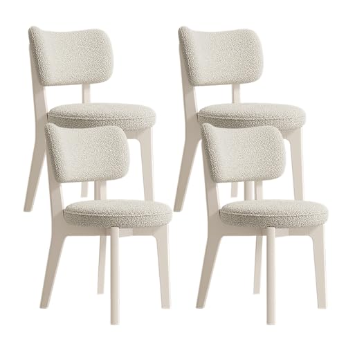 JSLJDM Esszimmerstuhl Moderner 4 Stück Set,Küchenstuhl mit Rückenlehne Polsterstühle mit Holzbeinen,Esszimmerstühle für Esszimmer Wohnzimmer Schlafzimmer Küche Rezeption(Weiß,2er Set) von JSLJDM