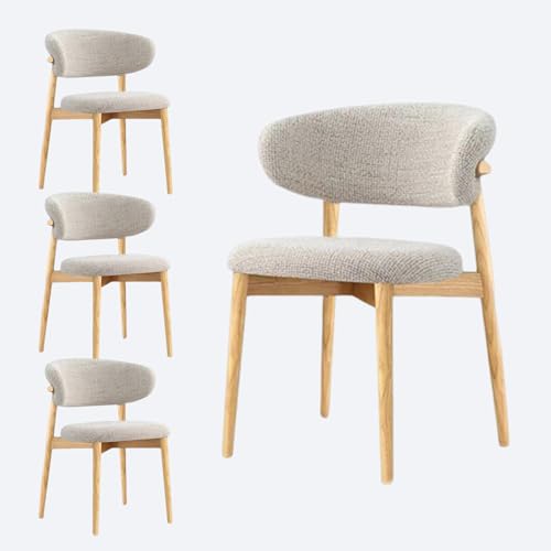 JSLJDM Esszimmerstuhl Moderner 4 Stück Set,Küchenstuhl mit Rückenlehne Polsterstühle mit Holzbeinen,Esszimmerstühle für Esszimmer Wohnzimmer Schlafzimmer Küche Rezeption(Weiß,2er Set) von JSLJDM