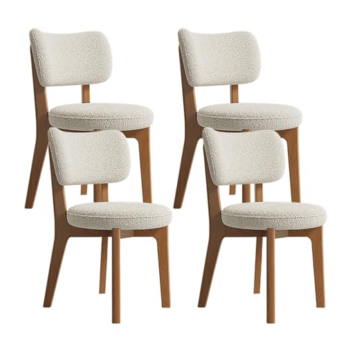 JSLJDM Esszimmerstuhl Moderner 4 Stück Set,Küchenstuhl mit Rückenlehne Polsterstühle mit Holzbeinen,Esszimmerstühle für Esszimmer Wohnzimmer Schlafzimmer Küche Rezeption(Weiß,2er Set) von JSLJDM