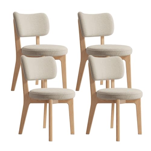 JSLJDM Esszimmerstuhl Moderner 4 Stück Set,Küchenstuhl mit Rückenlehne Polsterstühle mit Holzbeinen,Esszimmerstühle für Esszimmer Wohnzimmer Schlafzimmer Küche Rezeption(Weiß,2er Set) von JSLJDM