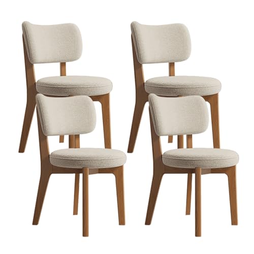 JSLJDM Esszimmerstuhl Moderner 4 Stück Set,Küchenstuhl mit Rückenlehne Polsterstühle mit Holzbeinen,Esszimmerstühle für Esszimmer Wohnzimmer Schlafzimmer Küche Rezeption(Weiß,2er Set) von JSLJDM