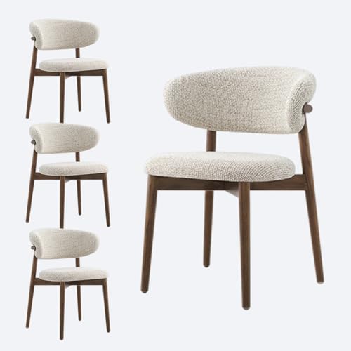 JSLJDM Esszimmerstuhl Moderner 4 Stück Set,Küchenstuhl mit Rückenlehne Polsterstühle mit Holzbeinen,Esszimmerstühle für Esszimmer Wohnzimmer Schlafzimmer Küche Rezeption(Weiß,2er Set) von JSLJDM