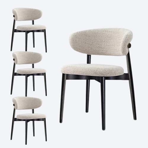 JSLJDM Esszimmerstuhl Moderner 4 Stück Set,Küchenstuhl mit Rückenlehne Polsterstühle mit Holzbeinen,Esszimmerstühle für Esszimmer Wohnzimmer Schlafzimmer Küche Rezeption(Weiß,2er Set) von JSLJDM