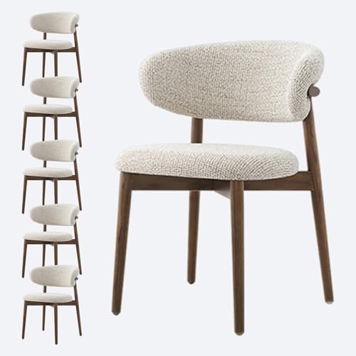 JSLJDM Esszimmerstuhl Moderner 4 Stück Set,Küchenstuhl mit Rückenlehne Polsterstühle mit Holzbeinen,Esszimmerstühle für Esszimmer Wohnzimmer Schlafzimmer Küche Rezeption(Weiß,2er Set) von JSLJDM