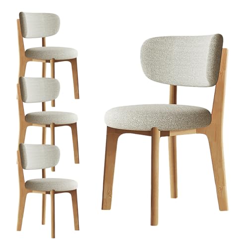 JSLJDM Esszimmerstuhl Moderner 4 Stück Set,Küchenstuhl mit Rückenlehne Polsterstühle mit Holzbeinen,Esszimmerstühle für Esszimmer Wohnzimmer Schlafzimmer Küche Rezeption(Weiß,2er Set) von JSLJDM