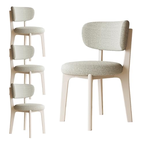 JSLJDM Esszimmerstuhl Moderner 4 Stück Set,Küchenstuhl mit Rückenlehne Polsterstühle mit Holzbeinen,Esszimmerstühle für Esszimmer Wohnzimmer Schlafzimmer Küche Rezeption(Weiß,2er Set) von JSLJDM