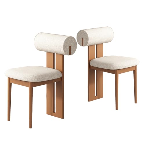 JSLJDM Esszimmerstuhl Moderner 4 Stück Set,Küchenstuhl mit Rückenlehne Polsterstühle mit Holzbeinen,Esszimmerstühle für Esszimmer Wohnzimmer Schlafzimmer Küche Rezeption(Weiß,2er Set) von JSLJDM