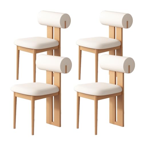 JSLJDM Esszimmerstuhl Moderner 4 Stück Set,Küchenstuhl mit Rückenlehne Polsterstühle mit Holzbeinen,Esszimmerstühle für Esszimmer Wohnzimmer Schlafzimmer Küche Rezeption(Weiß,2er Set) von JSLJDM