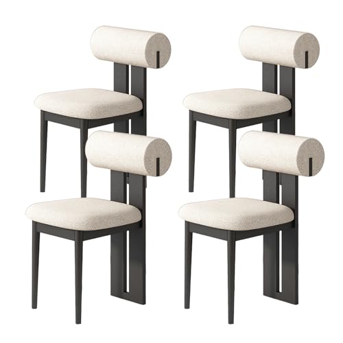 JSLJDM Esszimmerstuhl Moderner 4 Stück Set,Küchenstuhl mit Rückenlehne Polsterstühle mit Holzbeinen,Esszimmerstühle für Esszimmer Wohnzimmer Schlafzimmer Küche Rezeption(Weiß,2er Set) von JSLJDM