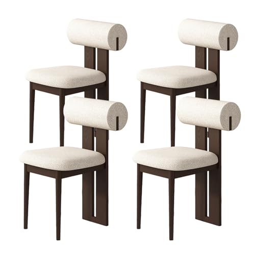 JSLJDM Esszimmerstuhl Moderner 4 Stück Set,Küchenstuhl mit Rückenlehne Polsterstühle mit Holzbeinen,Esszimmerstühle für Esszimmer Wohnzimmer Schlafzimmer Küche Rezeption(Weiß,2er Set) von JSLJDM
