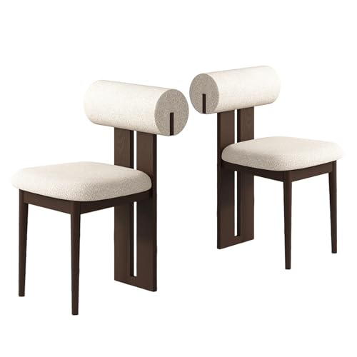 JSLJDM Esszimmerstuhl Moderner 4 Stück Set,Küchenstuhl mit Rückenlehne Polsterstühle mit Holzbeinen,Esszimmerstühle für Esszimmer Wohnzimmer Schlafzimmer Küche Rezeption(Weiß,2er Set) von JSLJDM