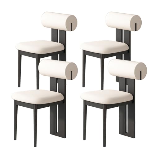 JSLJDM Esszimmerstuhl Moderner 4 Stück Set,Küchenstuhl mit Rückenlehne Polsterstühle mit Holzbeinen,Esszimmerstühle für Esszimmer Wohnzimmer Schlafzimmer Küche Rezeption(Weiß,2er Set) von JSLJDM