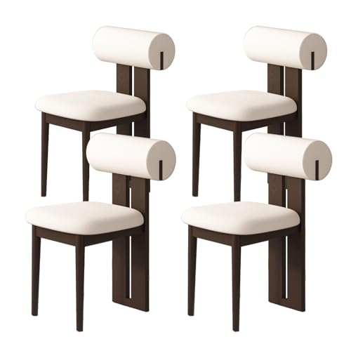 JSLJDM Esszimmerstuhl Moderner 4 Stück Set,Küchenstuhl mit Rückenlehne Polsterstühle mit Holzbeinen,Esszimmerstühle für Esszimmer Wohnzimmer Schlafzimmer Küche Rezeption(Weiß,2er Set) von JSLJDM