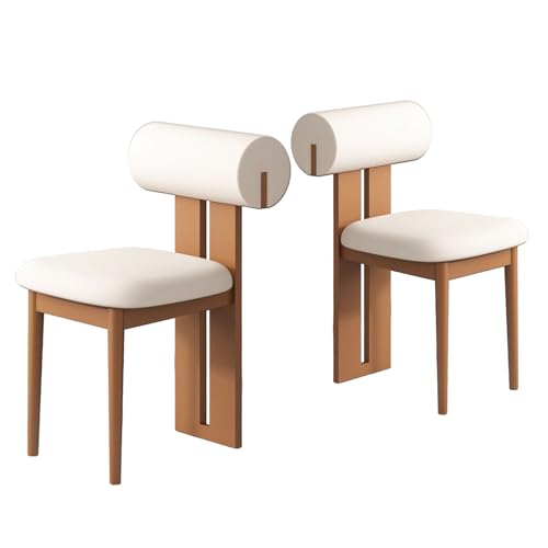 JSLJDM Esszimmerstuhl Moderner 4 Stück Set,Küchenstuhl mit Rückenlehne Polsterstühle mit Holzbeinen,Esszimmerstühle für Esszimmer Wohnzimmer Schlafzimmer Küche Rezeption(Weiß,2er Set) von JSLJDM