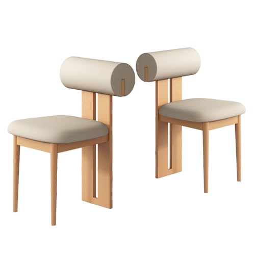 JSLJDM Esszimmerstuhl Moderner 4 Stück Set,Küchenstuhl mit Rückenlehne Polsterstühle mit Holzbeinen,Esszimmerstühle für Esszimmer Wohnzimmer Schlafzimmer Küche Rezeption(Weiß,2er Set) von JSLJDM
