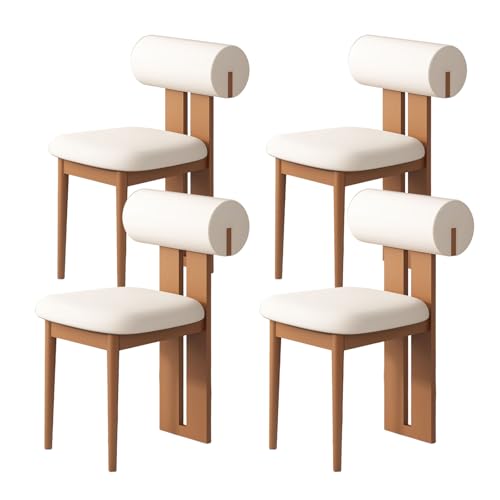 JSLJDM Esszimmerstuhl Moderner 4 Stück Set,Küchenstuhl mit Rückenlehne Polsterstühle mit Holzbeinen,Esszimmerstühle für Esszimmer Wohnzimmer Schlafzimmer Küche Rezeption(Weiß,2er Set) von JSLJDM