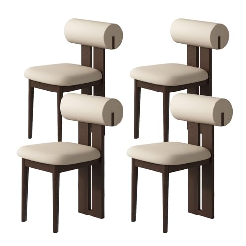 JSLJDM Esszimmerstuhl Moderner 4 Stück Set,Küchenstuhl mit Rückenlehne Polsterstühle mit Holzbeinen,Esszimmerstühle für Esszimmer Wohnzimmer Schlafzimmer Küche Rezeption(Weiß,2er Set) von JSLJDM