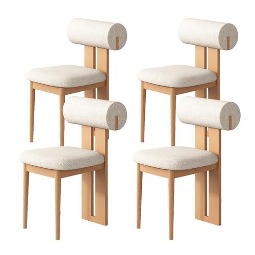 JSLJDM Esszimmerstuhl Moderner 4 Stück Set,Küchenstuhl mit Rückenlehne Polsterstühle mit Holzbeinen,Esszimmerstühle für Esszimmer Wohnzimmer Schlafzimmer Küche Rezeption(Weiß,2er Set) von JSLJDM