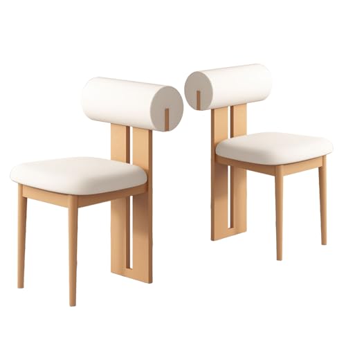 JSLJDM Esszimmerstuhl Moderner 4 Stück Set,Küchenstuhl mit Rückenlehne Polsterstühle mit Holzbeinen,Esszimmerstühle für Esszimmer Wohnzimmer Schlafzimmer Küche Rezeption(Weiß,2er Set) von JSLJDM