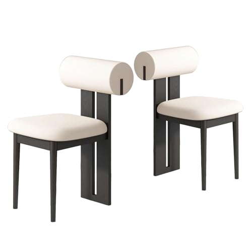JSLJDM Esszimmerstuhl Moderner 4 Stück Set,Küchenstuhl mit Rückenlehne Polsterstühle mit Holzbeinen,Esszimmerstühle für Esszimmer Wohnzimmer Schlafzimmer Küche Rezeption(Weiß,2er Set) von JSLJDM