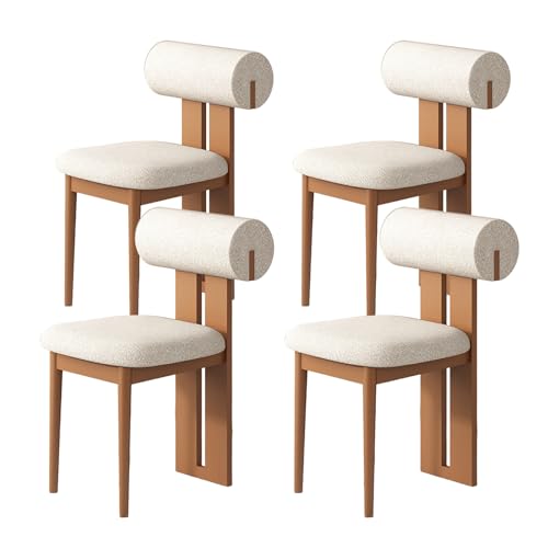 JSLJDM Esszimmerstuhl Moderner 4 Stück Set,Küchenstuhl mit Rückenlehne Polsterstühle mit Holzbeinen,Esszimmerstühle für Esszimmer Wohnzimmer Schlafzimmer Küche Rezeption(Weiß,2er Set) von JSLJDM