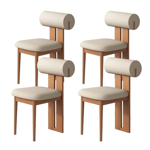 JSLJDM Esszimmerstuhl Moderner 4 Stück Set,Küchenstuhl mit Rückenlehne Polsterstühle mit Holzbeinen,Esszimmerstühle für Esszimmer Wohnzimmer Schlafzimmer Küche Rezeption(Weiß,2er Set) von JSLJDM
